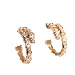 Bvlgari Serpenti Viper Earrings 18K Rose Gold Hardware & Diamonds