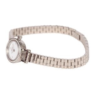 Hermes Faubourg Watch Mini White Lacquered 18K White Gold Hardware & Diamonds