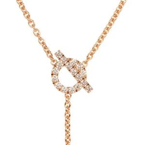 Hermes Finesse Lariat Necklace 18K Rose Gold Hardware and Diamonds