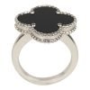 Pre-owned Van Cleef & Arpels Magic Alhambra Ring Onyx 18K White Gold Hardware